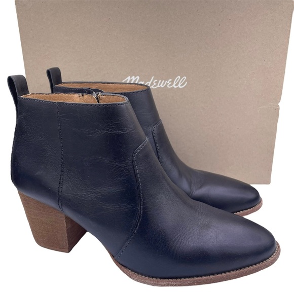 Madewell leather comfy black ankle booties women Size